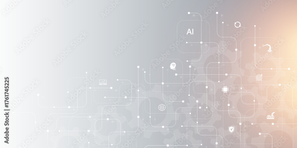 Obraz premium Motherboard technology circuit board background texture design. Creative idea AI banner concept for internet technology. Digital motherboard concept for poster, cover, banner, header, web template