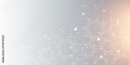 Motherboard technology circuit board background texture design. Creative idea AI banner concept for internet technology. Digital motherboard concept for poster, cover, banner, header, web template