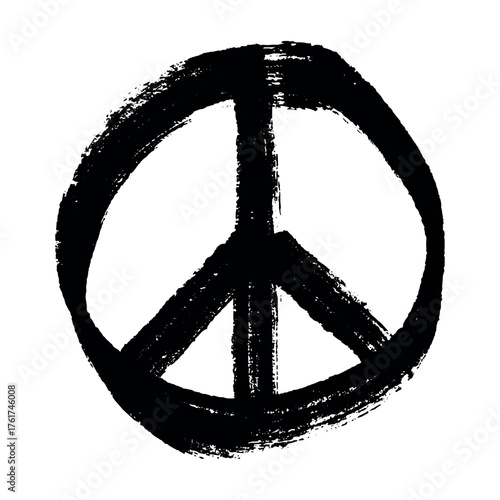 Hand drawn peace sign No war symbol Hippie clipart in doodle style Single element for print, web, design, decor