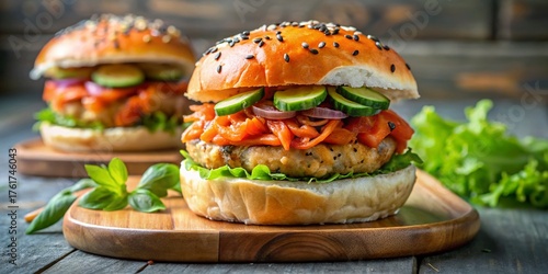 Gluten-Free Sushi Salmon Burger Recipe: Close-up of Homemade Asian-Style Patty