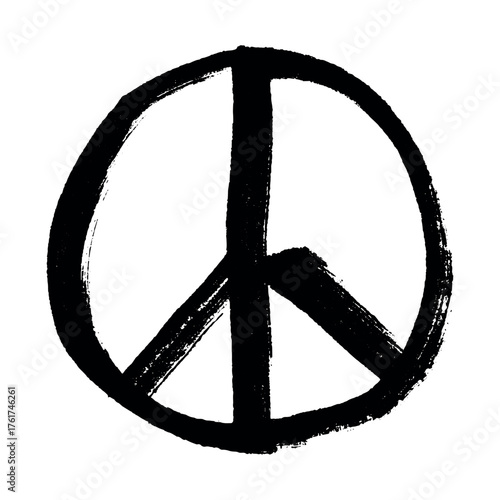 Hand drawn peace sign No war symbol Hippie clipart in doodle style Single element for print, web, design, decor