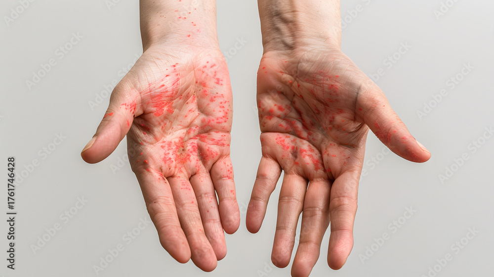 Fototapeta premium Young man with hand foot and mouth disease