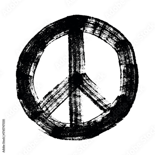 Hand drawn peace sign No war symbol Hippie clipart in doodle style Single element for print, web, design, decor