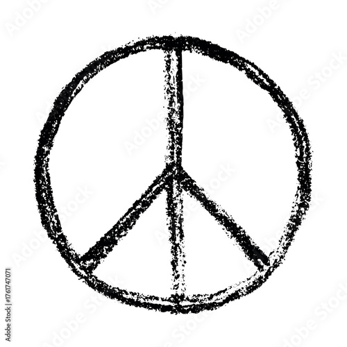 Hand drawn peace sign No war symbol Hippie clipart in doodle style Single element for print, web, design, decor
