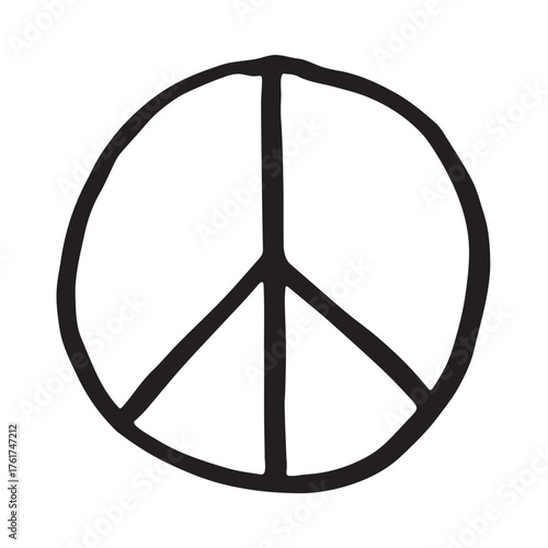 Hand drawn peace sign No war symbol Hippie clipart in doodle style Single element for print, web, design, decor