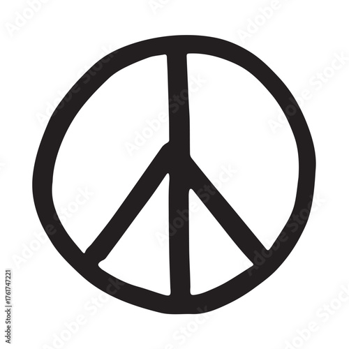 Hand drawn peace sign No war symbol Hippie clipart in doodle style Single element for print, web, design, decor