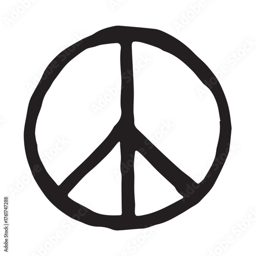 Hand drawn peace sign No war symbol Hippie clipart in doodle style Single element for print, web, design, decor