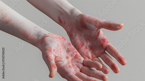 Young man with hand foot and mouth disease