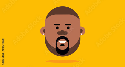 Minimal Flat Vector Portrait of Bearded Man with Earrings | Modern Avatar Illustration 