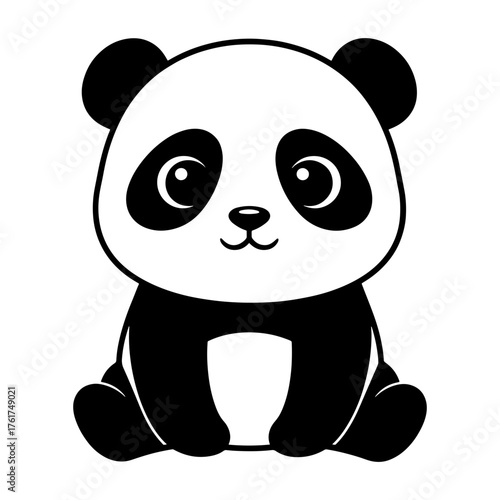 Adorable cartoon panda bear sitting happily with big expressive eyes, perfect for children's books and playful designs