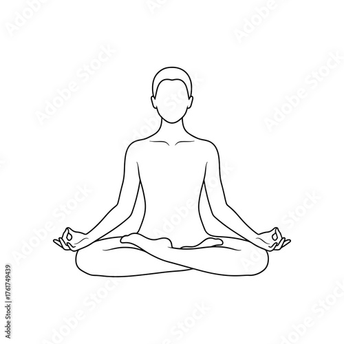 Serene figure meditating in lotus pose, embodying peace, mindfulness, and inner calm for wellness and holistic practices