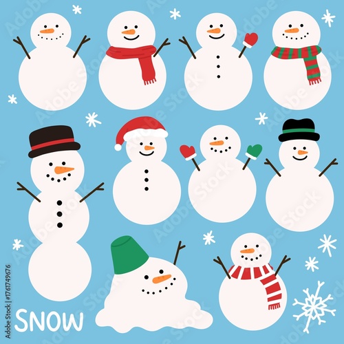 겨울 눈사람 캐릭터 드로잉 세트(winter snowman character drawing set)