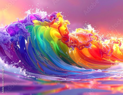 Vibrant Rainbow Wave A Colorful Celebration of Candy Day and Ocean Joy