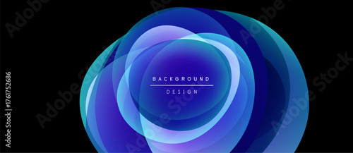 Abstract blue layers create circular design. Gradient colors suggest depth, modern aesthetic. Text reads background design.