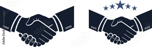 Agreement and Excellence: A graphic representation of a handshake with five stars emphasizes the collaboration and quality, the essence of business and the value of partnership.