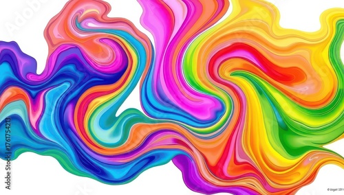 Wallpaper Mural Vibrant abstract swirl isolated on white background with dynamic color flow Torontodigital.ca