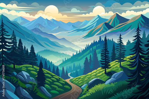 vector of Great Smoky Mountains National Park (Great Smoky Mountains) – Tennessee and North Carolina
Misty mountains, forested trails and landscapes that change color with each season.