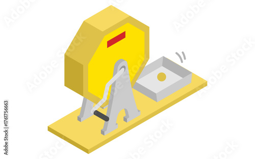 商店街や催事場で使う抽選器のガラガラのシンプルなアイソメトリックアイコン