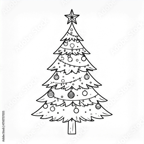 Christmas Tree Illustration A festive drawing for holiday season, celebration, and decor, perfect for card design and winter vibes