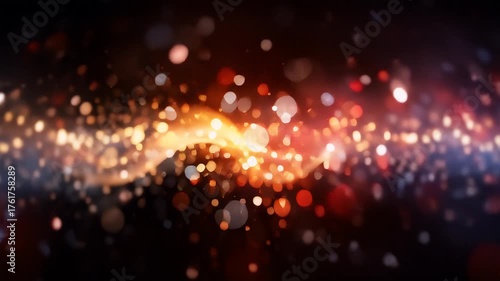 A mesmerizing abstract image featuring bokeh lights intertwined with sparkles. Concept for festive and celebratory