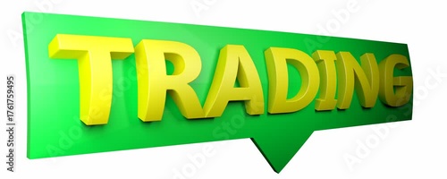 Trading yellow write on green comics, isolated on white background
