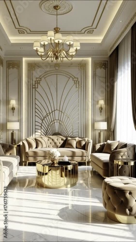 Modern luxury living room interior with comfortable sofa, fireplace, and elegant furniture design in a modern home design sofa table and chair