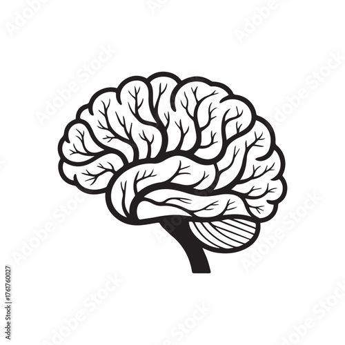 Vector illustration of an abstract flower brain showing science, intellect, and anatomy