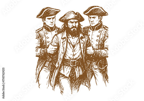 Pirate Captain hand drawn simple sketch vector illustration