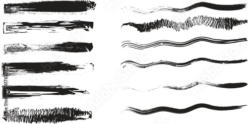 Wallpaper Mural Black ink brush strokes and lines on white background Torontodigital.ca