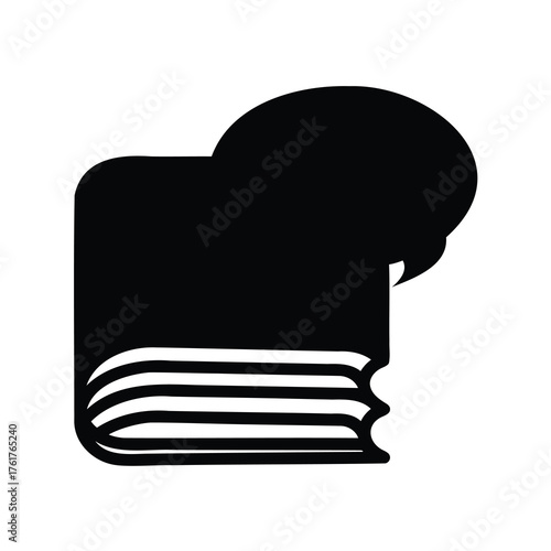 Book with Speech Bubble Illustration, representing knowledge, learning, and communication