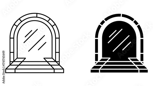 Vector art of elegant arched mirror, reflecting light and adding a touch of classic charm to any interior design project