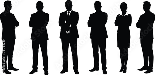 Business team silhouettes, corporate professionals, teamwork concept, leadership unity, formal attire, diversity in workplace, success, strategy, office culture, collaboration
