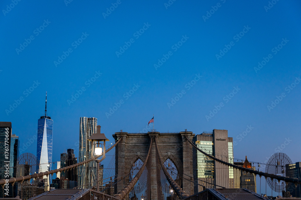 custom made wallpaper toronto digitalIconic Brooklyn Bridge Towers Framing the Majestic Manhattan Skyline at dawn with One World Trade Center in New York City