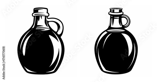 Two rustic olive oil bottles featuring a classic jug design with handles and stopper tops