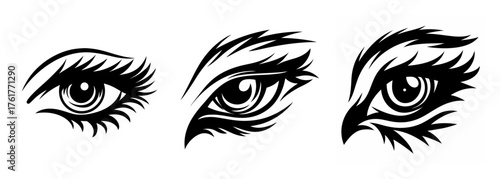 Intense eagle and human eyes detailed ink sketch collection focused gaze fierce visionary perspective art