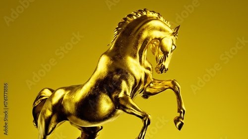 Photos Galloping golden horse on golden background