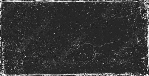 Black grunge frame border with distressed texture vector