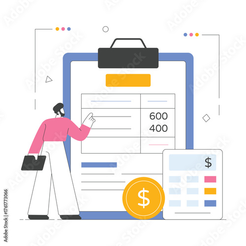 Accounting records and financial tracking Illustration
