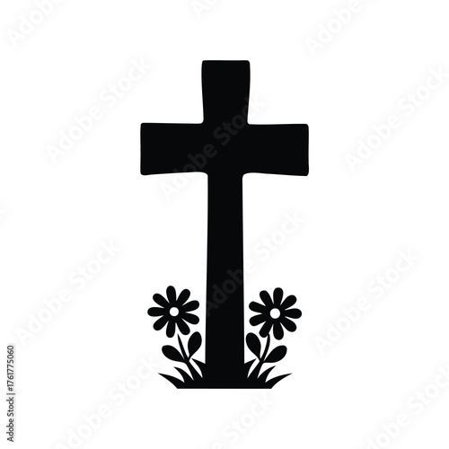Floral Christian Cross with Daisy Flowers