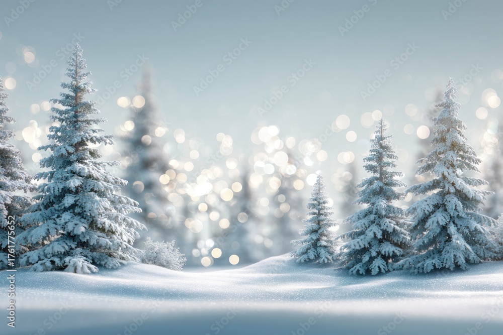 Obraz premium Snow covered pine trees in winter forest