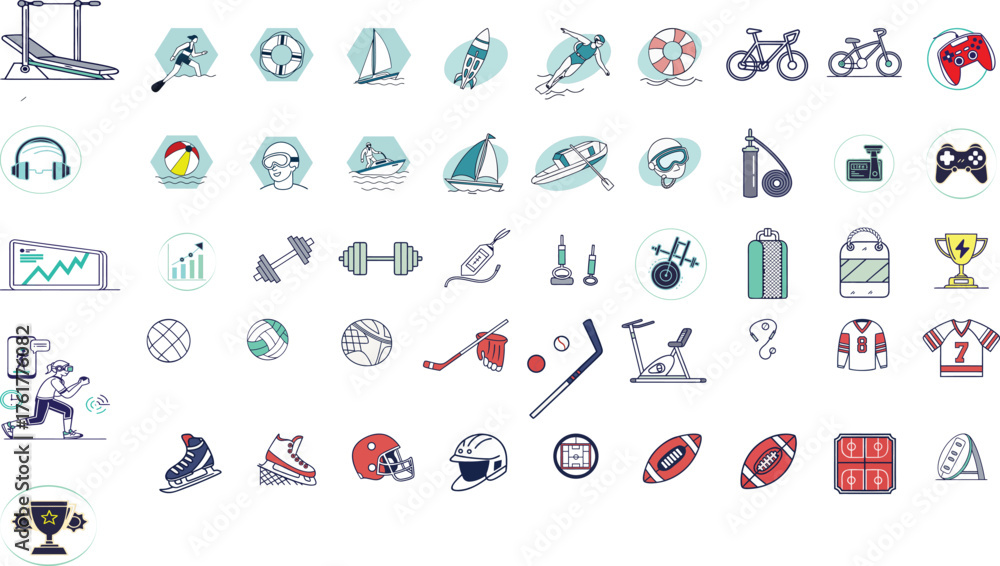 Naklejka premium set of sports & fitness icons