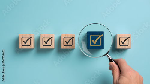 Selecting the perfect option, highlighted with a magnifying glass for clarity