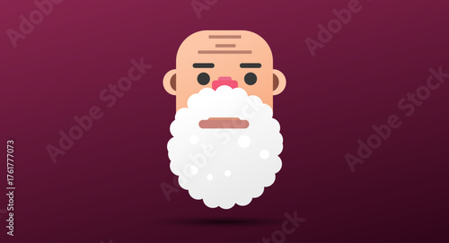Simple flat vector illustration of an elderly man with a bald head and white beard. Perfect for avatar icons, storytelling illustrations, or minimalist character design projects.
