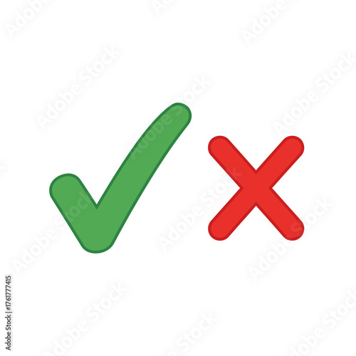 Checkmark and cross icons with transparent background