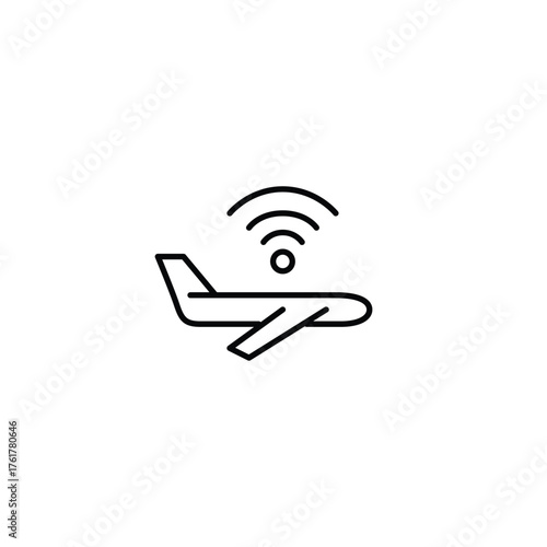 Airplane and wi-fi. Inflight navigation and internet access. Pixel perfect, editable stroke vector icon