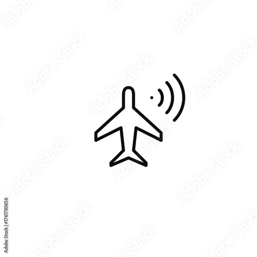 Airplane and wi-fi. Inflight navigation, flight tracking and internet access. Pixel perfect, editable stroke vector icon