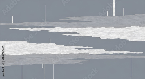 Abstract cloudscape painting modern art gray white minimalist design wall art home decor contemporary artwork