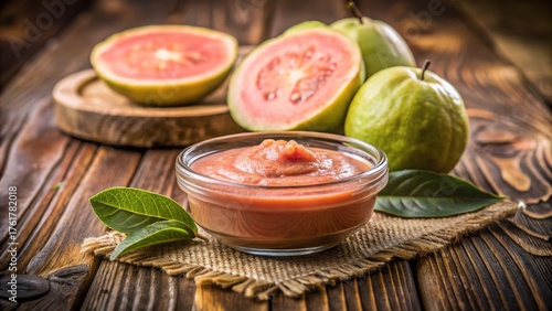 Creamy Guava Paste on Rustic Wood: Sweet Guava Dessert Photography