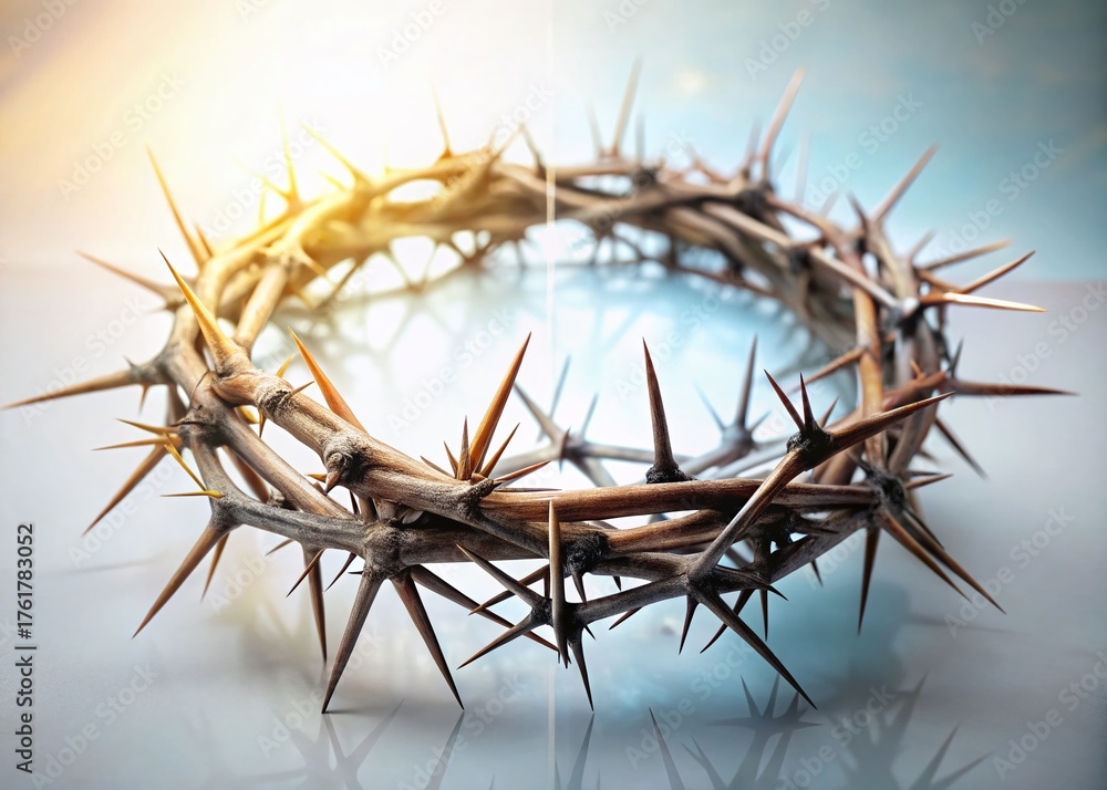 Fototapeta premium Crown of Thorns Double Exposure Stock Photo - Spiritual, Religious, Nature Image