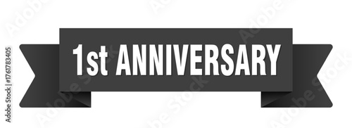 1st anniversary ribbon isolated on transparent background. 1st anniversary ribbon